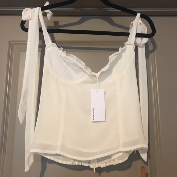 Reformation Blanca Ivory Top Size 4 NWT - Picture 4 of 5